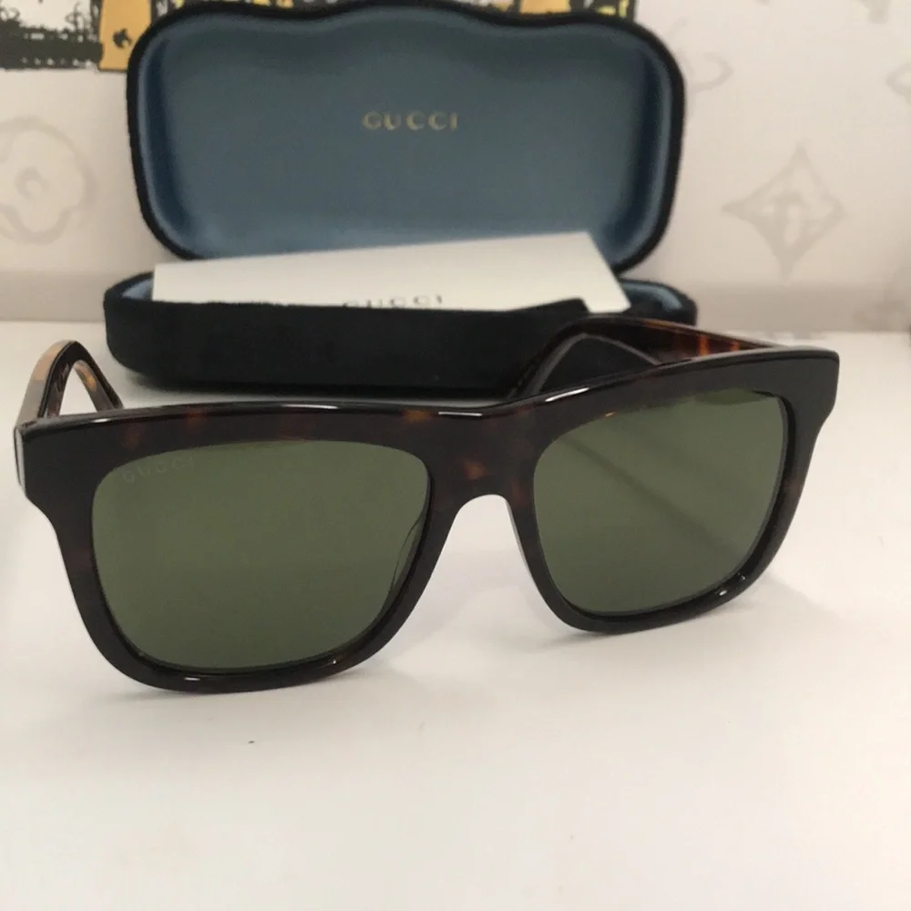 Authentic ✨ Brand New Gucci GG0158SN 002 Square Sunglasses – Tortoise Frame with